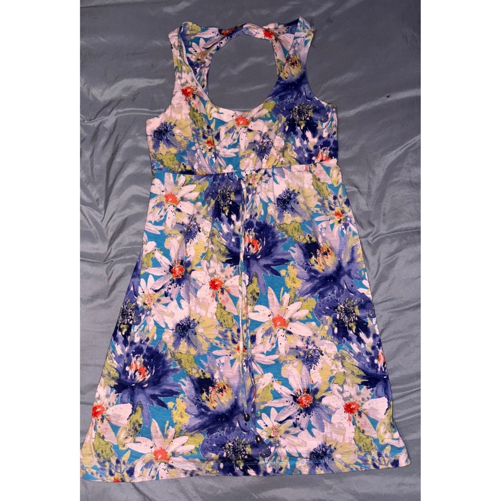 Tommy Bahama Boca Brush Sleeveless Cut Out Back Floral Print Mini Dress, Small